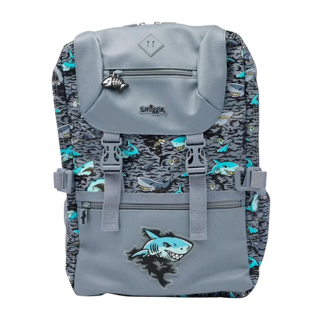 SMGL Shark Attack Buckle Flap School Backpack