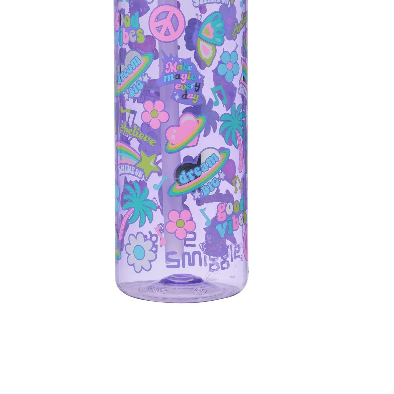 SMGL Good Vibes Purple Flip Top Water Bottle (650 ml)