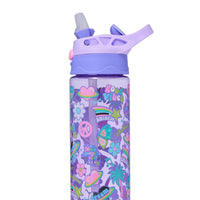 SMGL Good Vibes Purple Flip Top Water Bottle (650 ml)