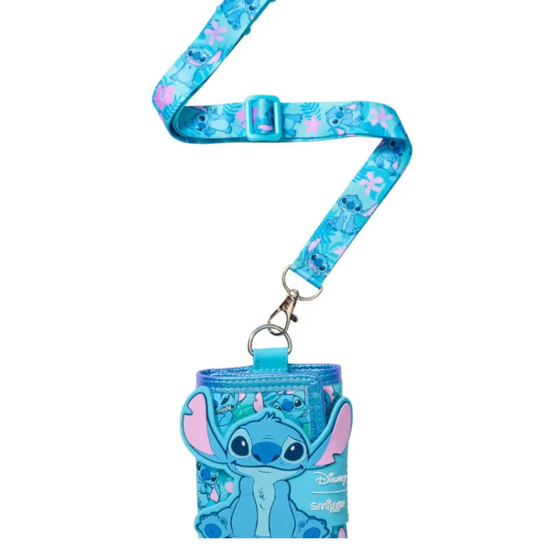 SMGL Stitch Tropical Blue Tri-Fold Lanyard Wallet