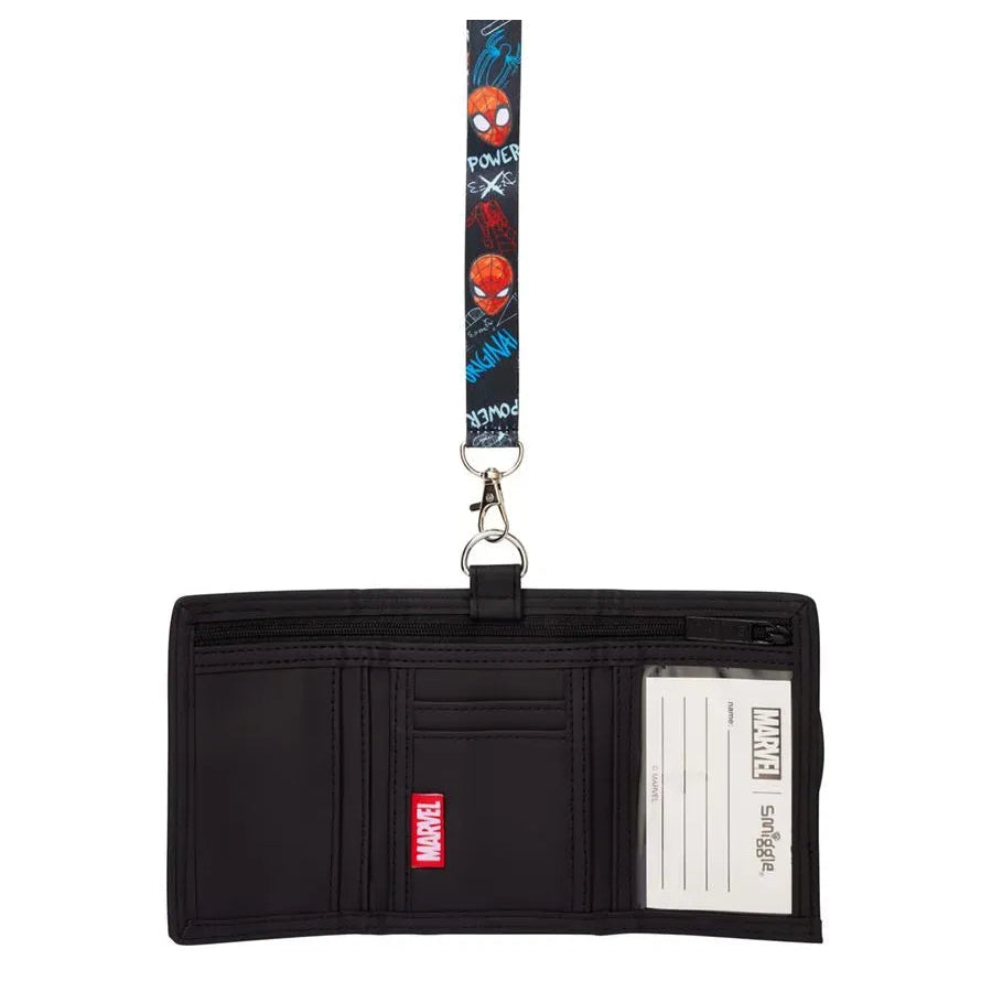 SMGL Spider-Man Black Tri-Fold Lanyard Wallet