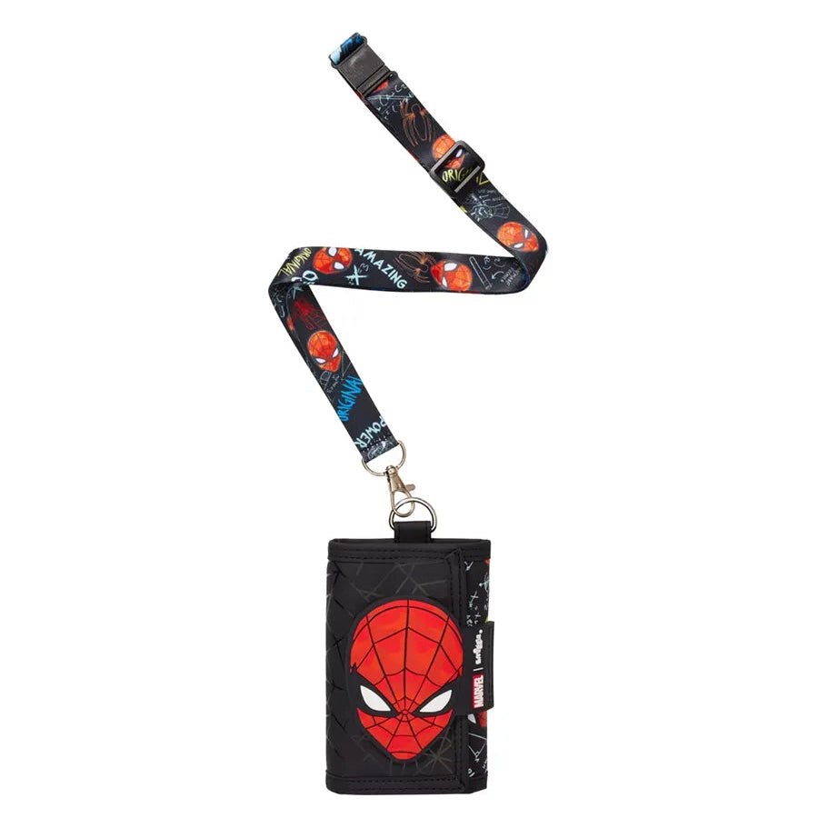 SMGL Spider-Man Black Tri-Fold Lanyard Wallet