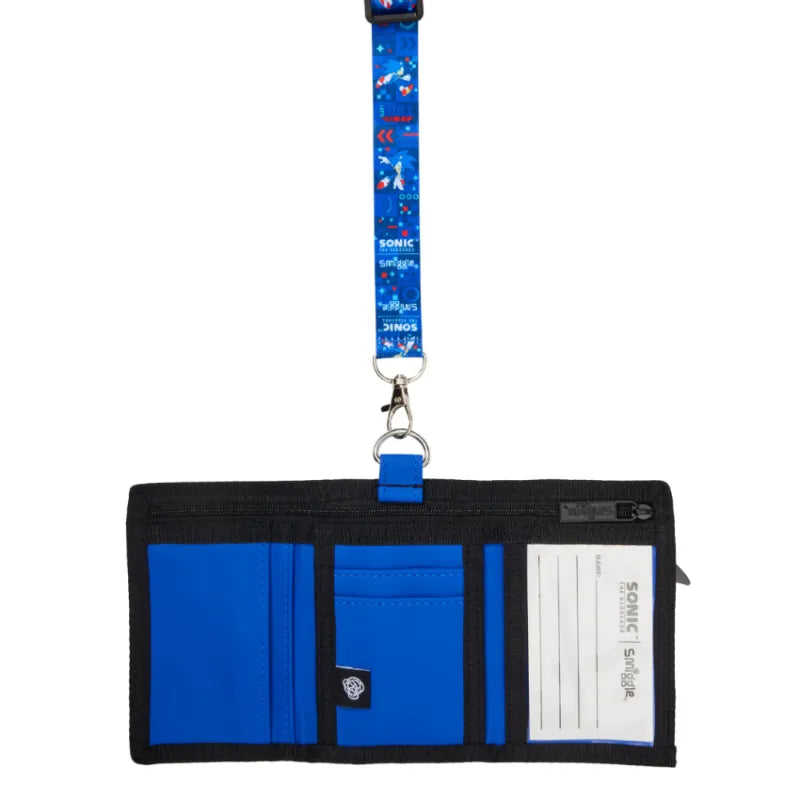 SMGL Sonic the Hedgehog Blue Tri-Fold Lanyard Wallet