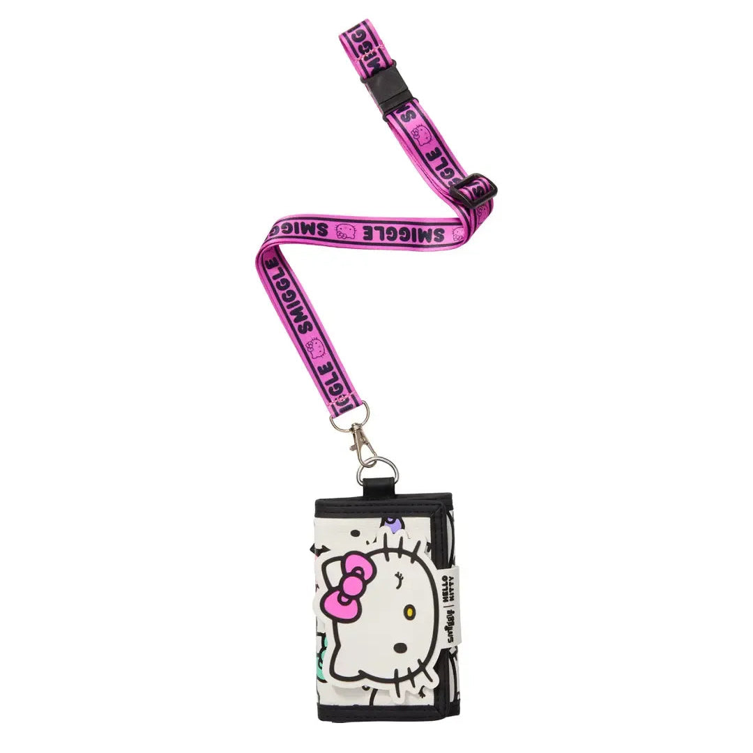 SMGL Hello Kitty White Tri-Fold Lanyard Wallet