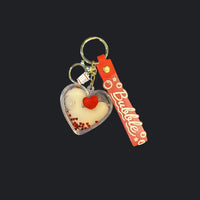 Floating Liquid Heart Quicksand Keychain