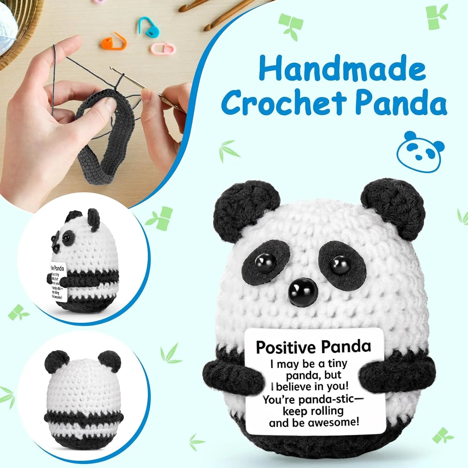 Positive Crochet Panda Keychain