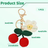 Handmade Crochet Cherry and Daisy Flower Keychain