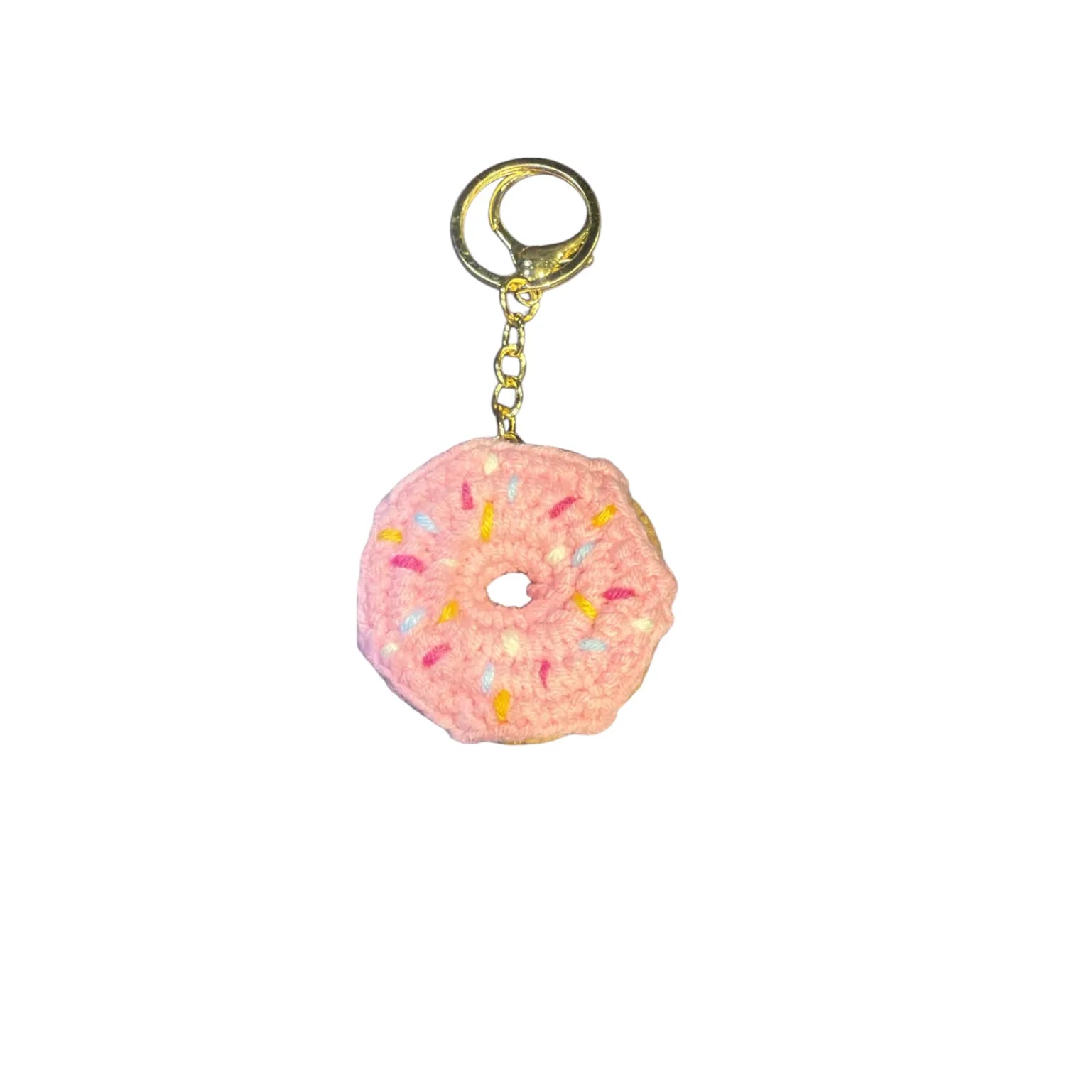 Handmade Crochet Glazed Donut Keychain