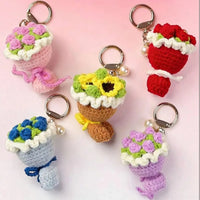 Handmade Crochet Mini Flower Bouquet Keychain
