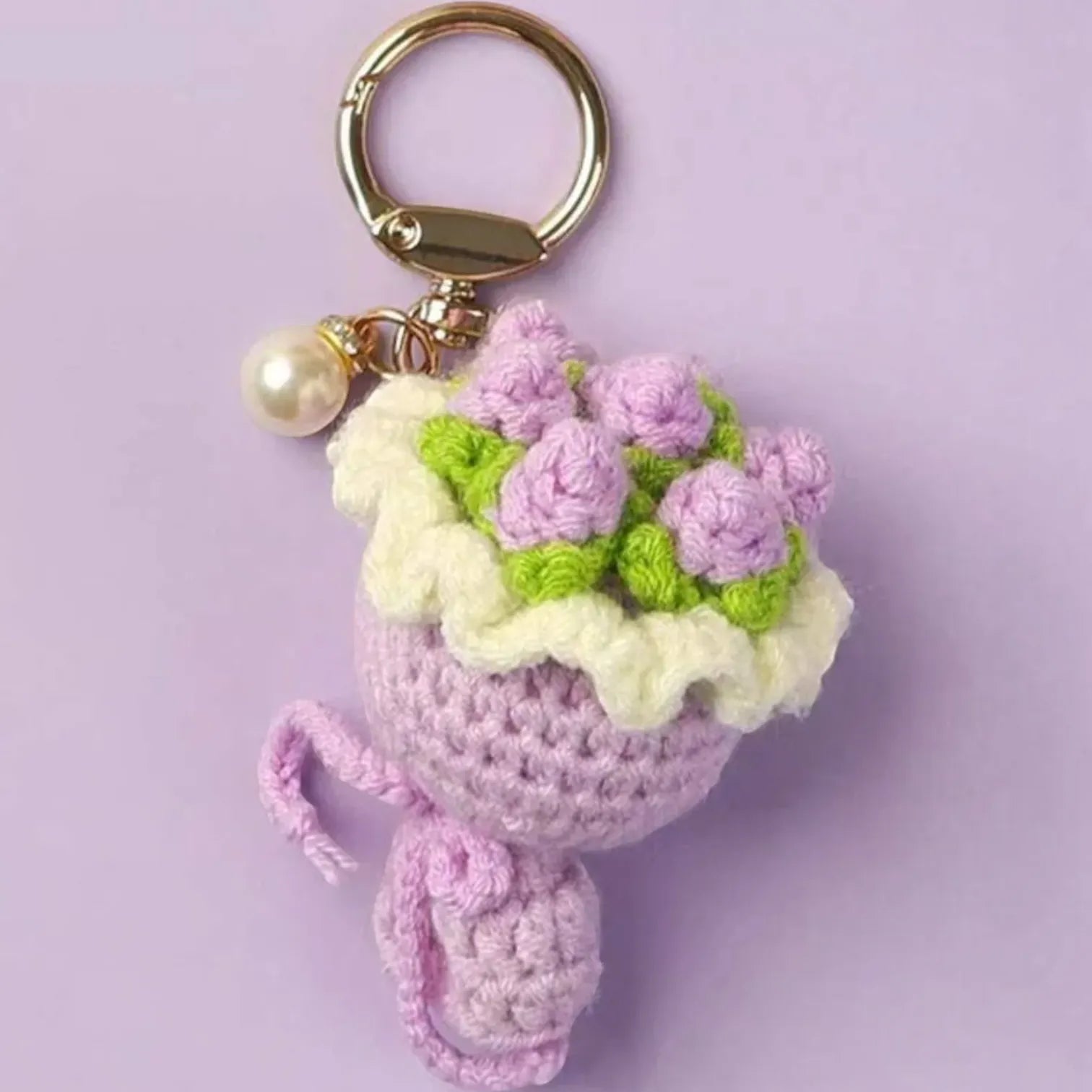 Handmade Crochet Mini Flower Bouquet Keychain