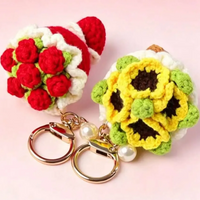 Handmade Crochet Mini Flower Bouquet Keychain