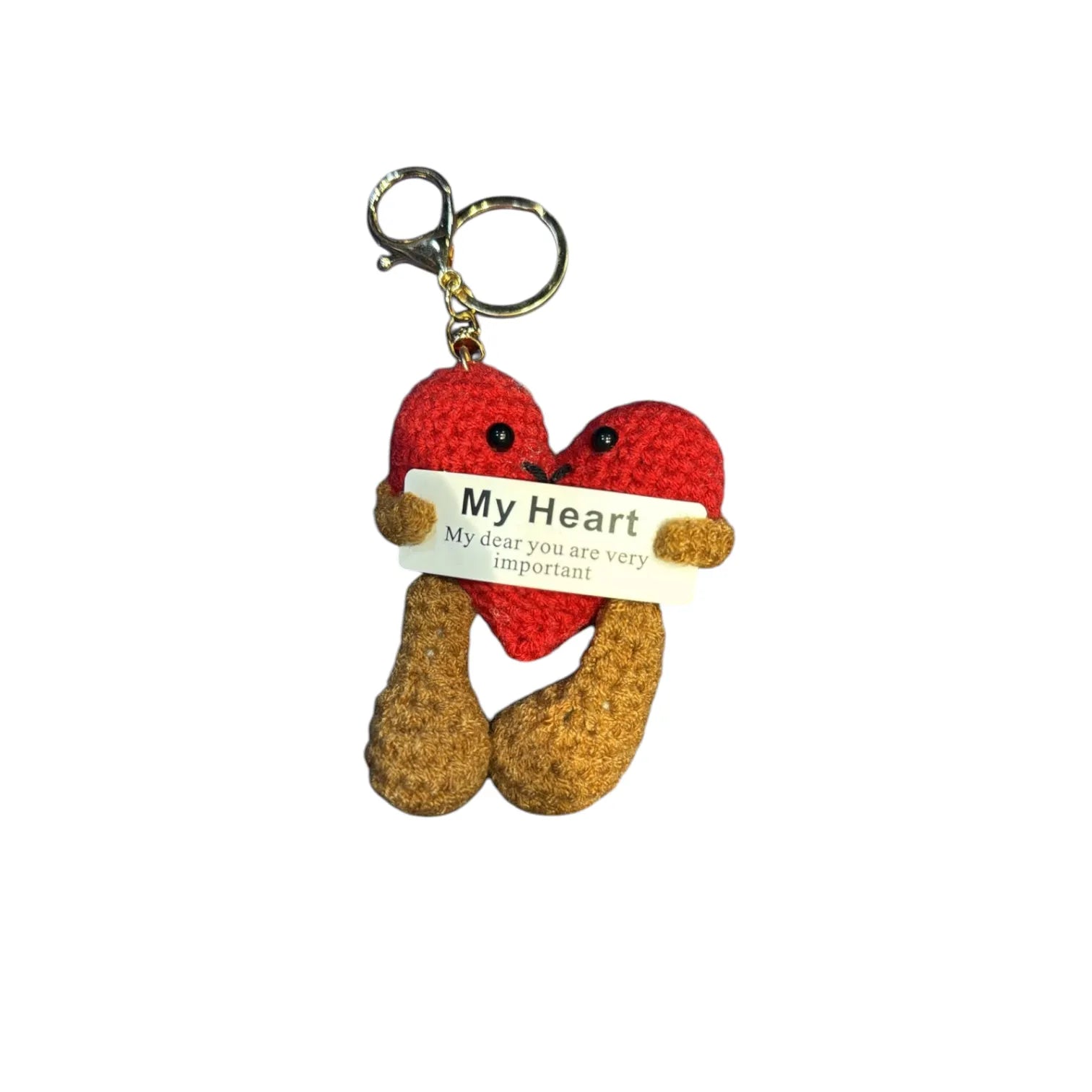 Handmade Positive Crochet Heart Keychain