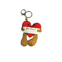 Handmade Positive Crochet Heart Keychain