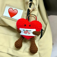 Handmade Positive Crochet Heart Keychain
