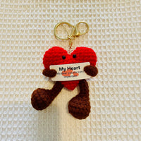 Handmade Positive Crochet Heart Keychain