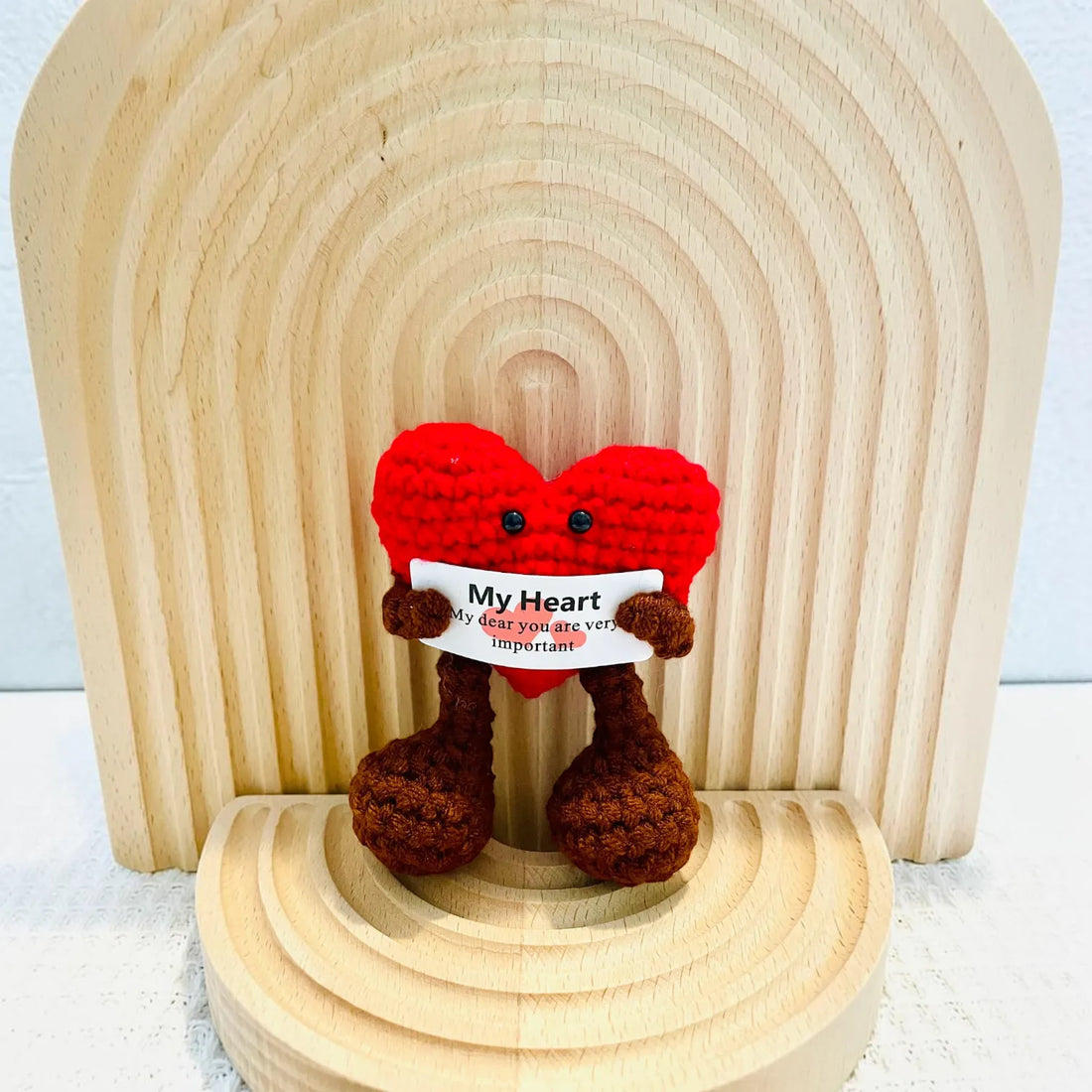 Handmade Positive Crochet Heart Keychain