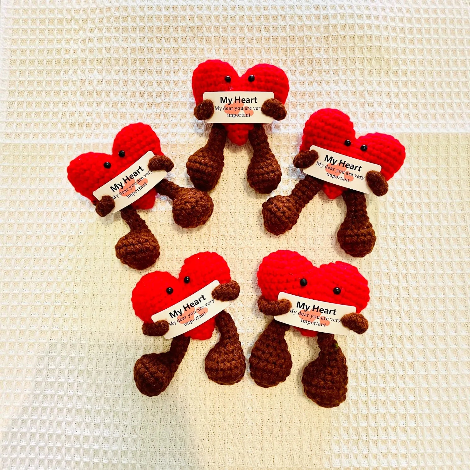 Handmade Positive Crochet Heart Keychain