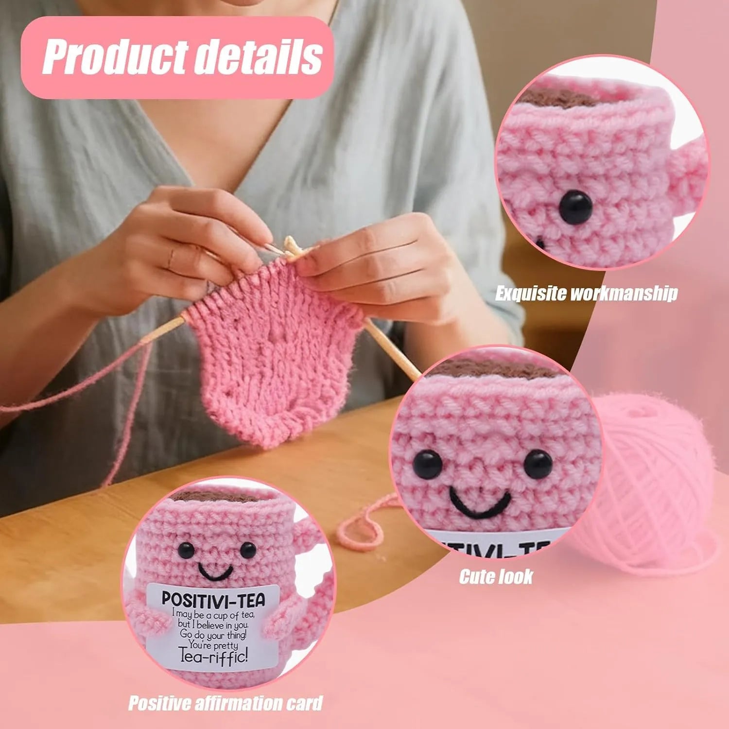 Positive Crochet Positivitea Cup Keychain