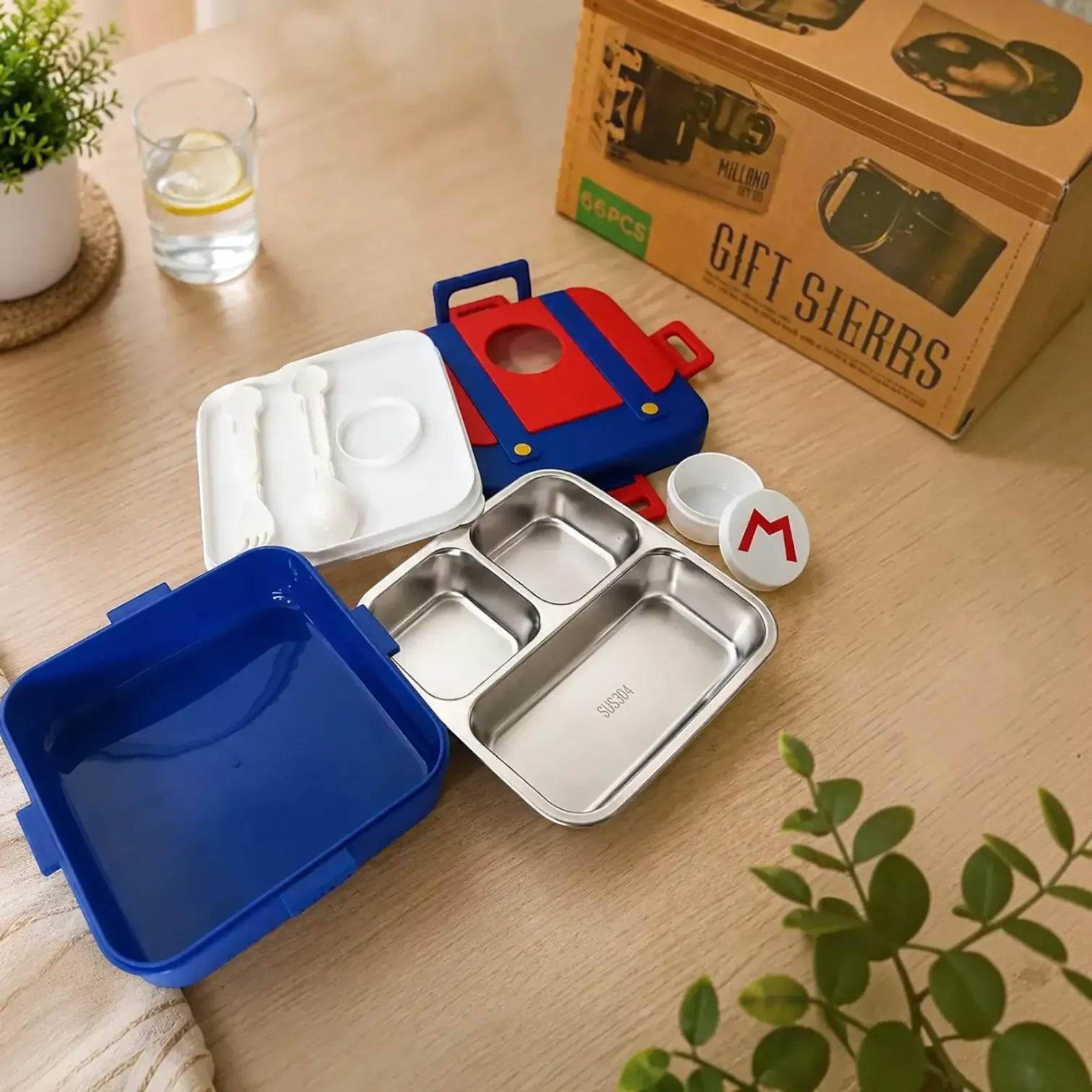 Mario Kingdom Overalls Suitcase Bento Lunch Box