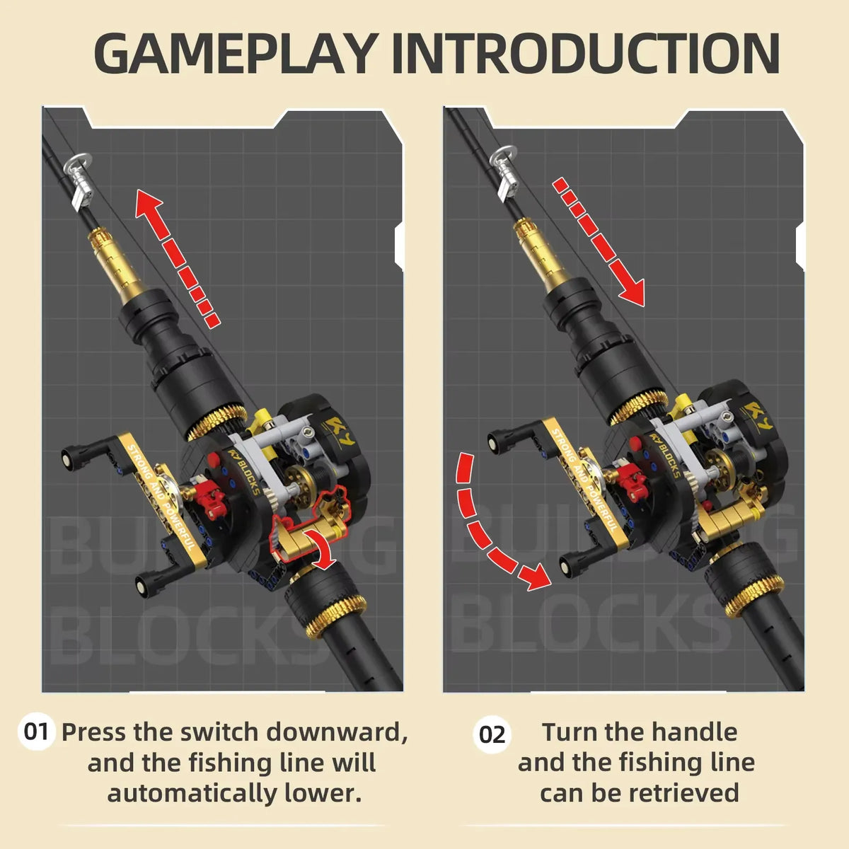 Drum Reel Mechanical Fishing Rod Building Set (589 Pcs)