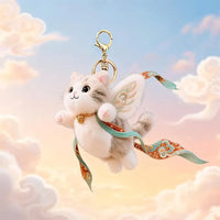 Celestial Winged Angel Cat Plush Keychain