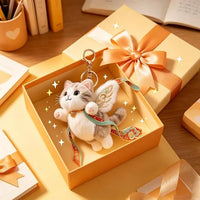 Celestial Winged Angel Cat Plush Keychain