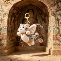 Celestial Winged Angel Cat Plush Keychain