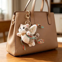 Celestial Winged Angel Cat Plush Keychain