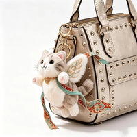 Celestial Winged Angel Cat Plush Keychain