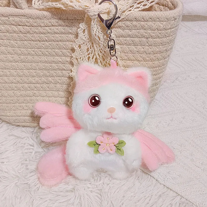 Fairy Winged Sakura Cat Plush Keychain