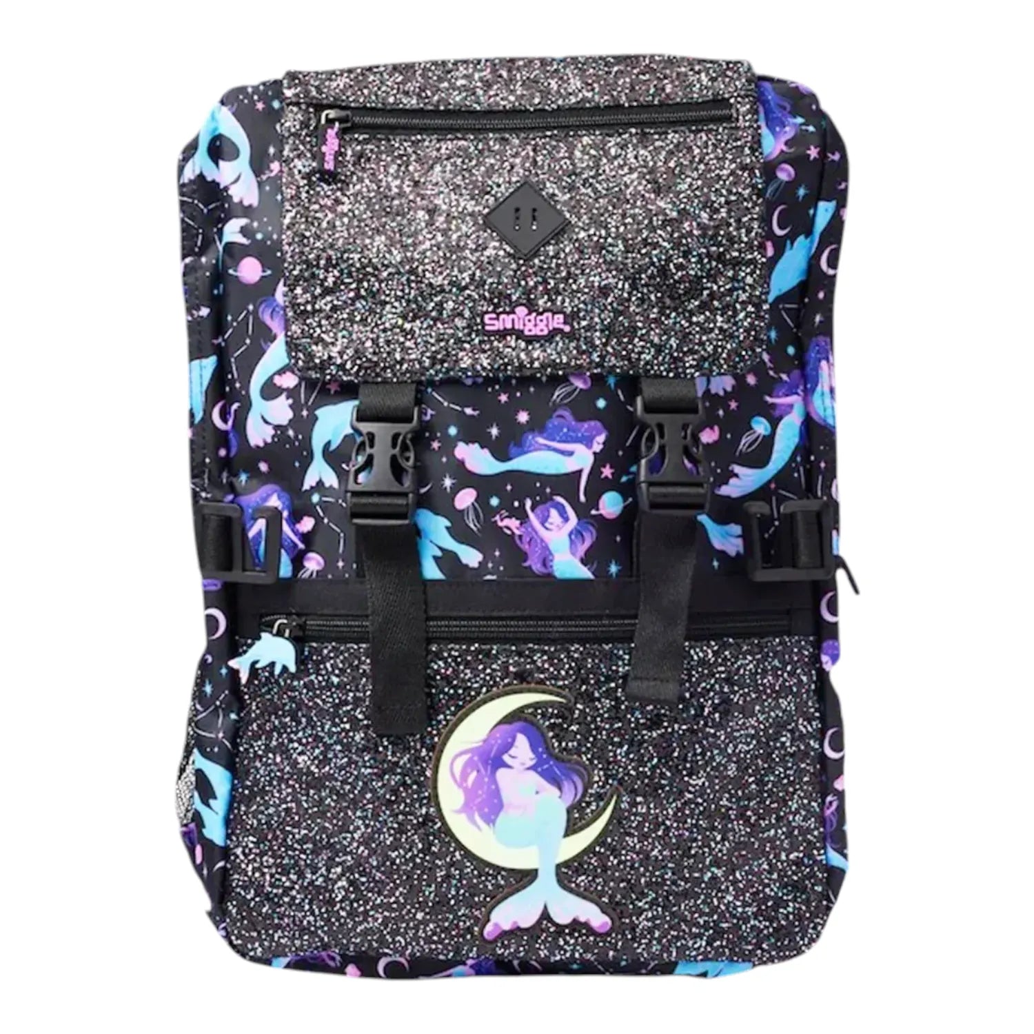SMGL Celestial Mermaid Crescent Moon Buckleflap Backpack