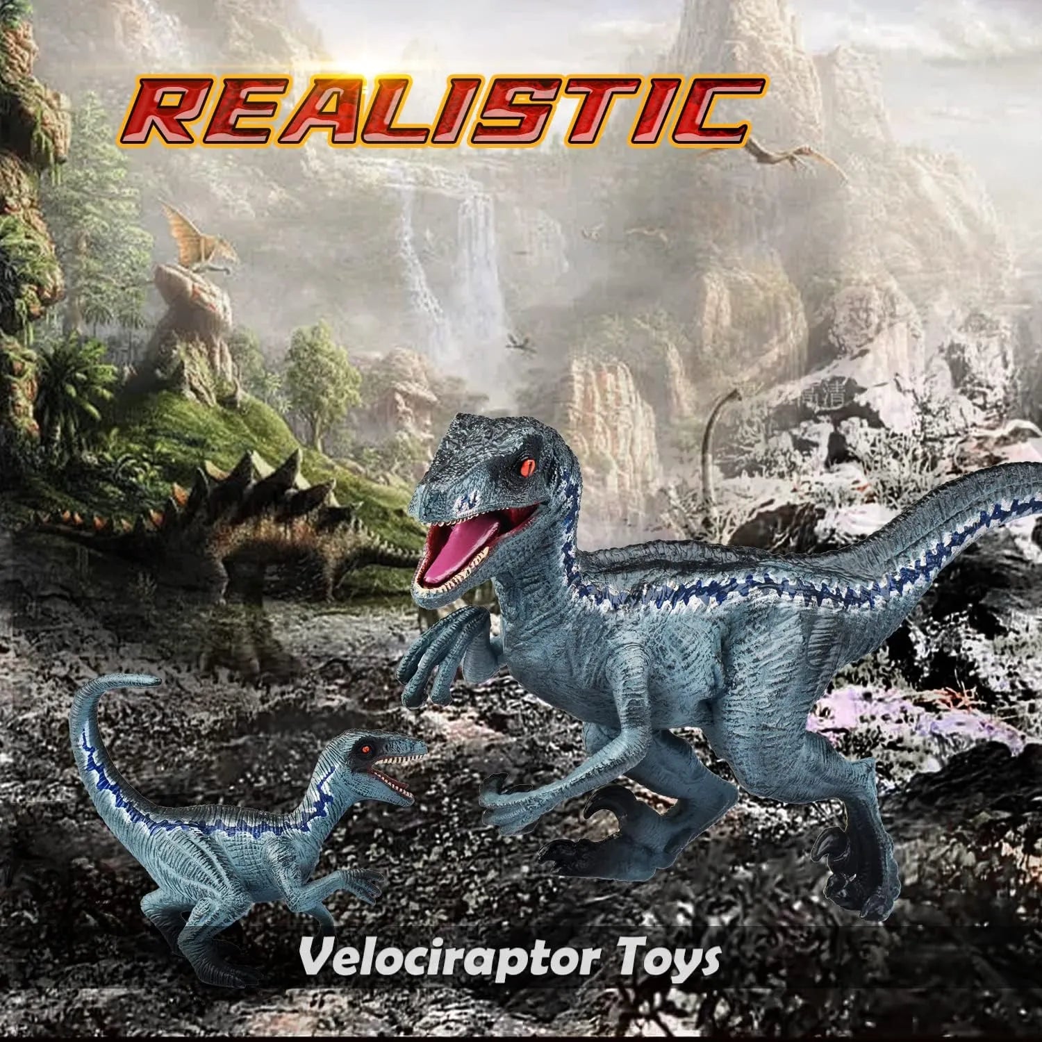 Jurassic World Velociraptor Blue and Baby Raptor Pack Figure (33 cm)
