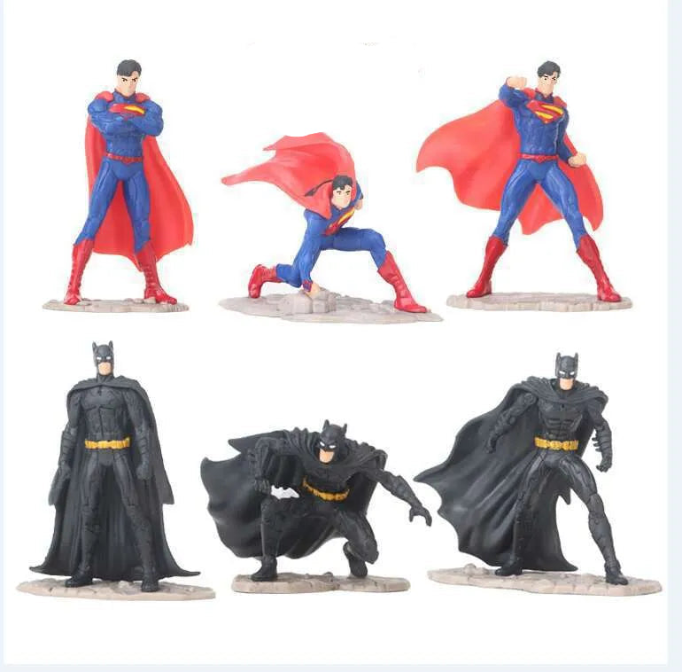 Bat and Supe Dynamic Battle Poses Figure (Set of 6)