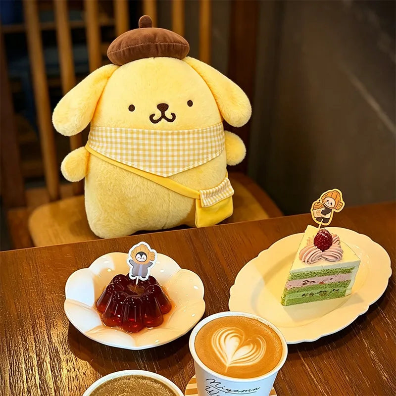 Sanrio Pompompurin Plaid Soft Satchel Plush Toy