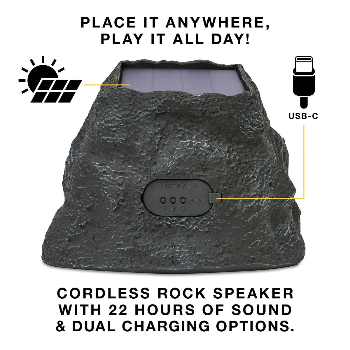 Victrola Rock Speaker Connect Solar Bluetooth Speaker
