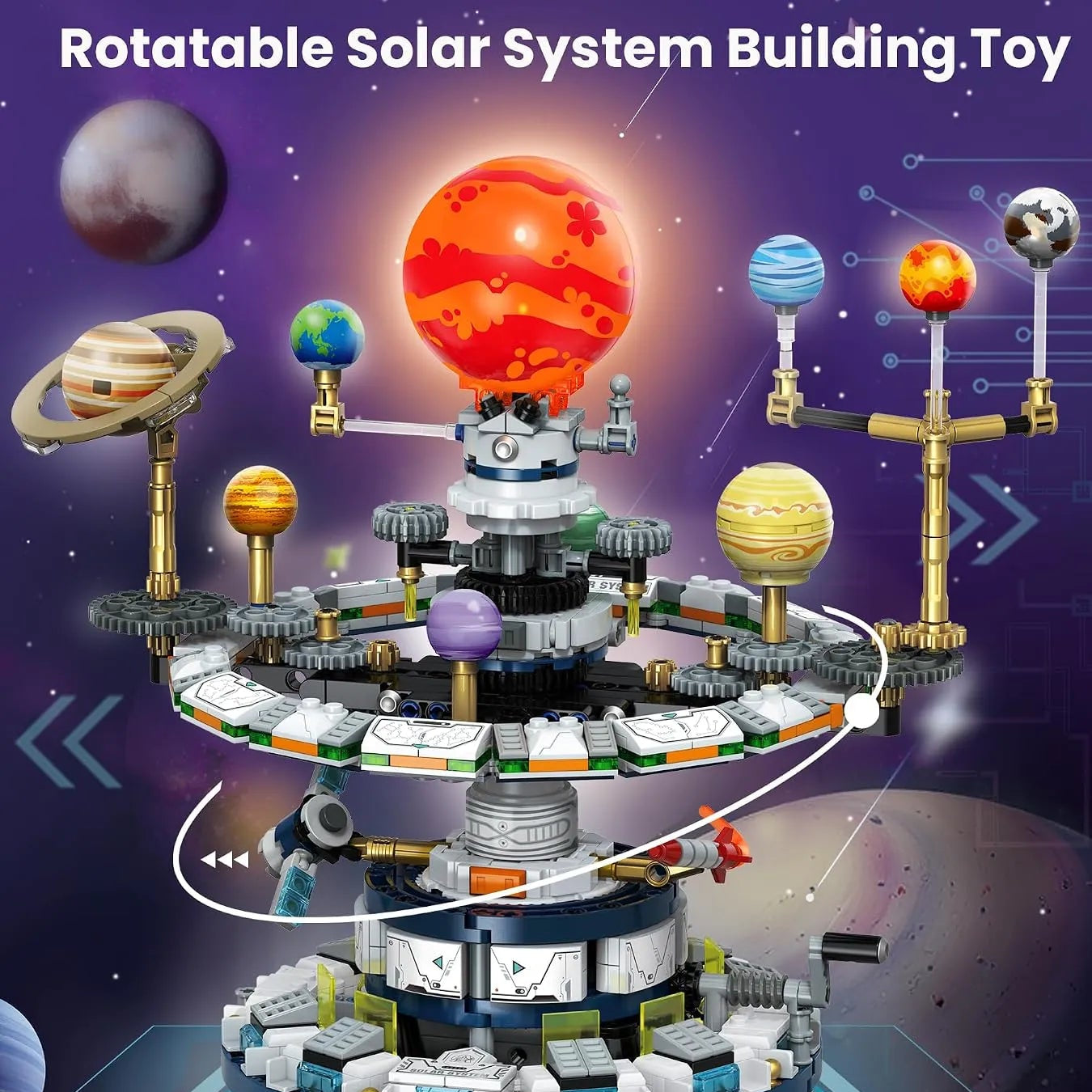 Mechanical Rotating Solar System Orrery STEM Building Kit