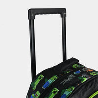 SMGL Minecraft Creeper Black Wheeled Trolley Backpack
