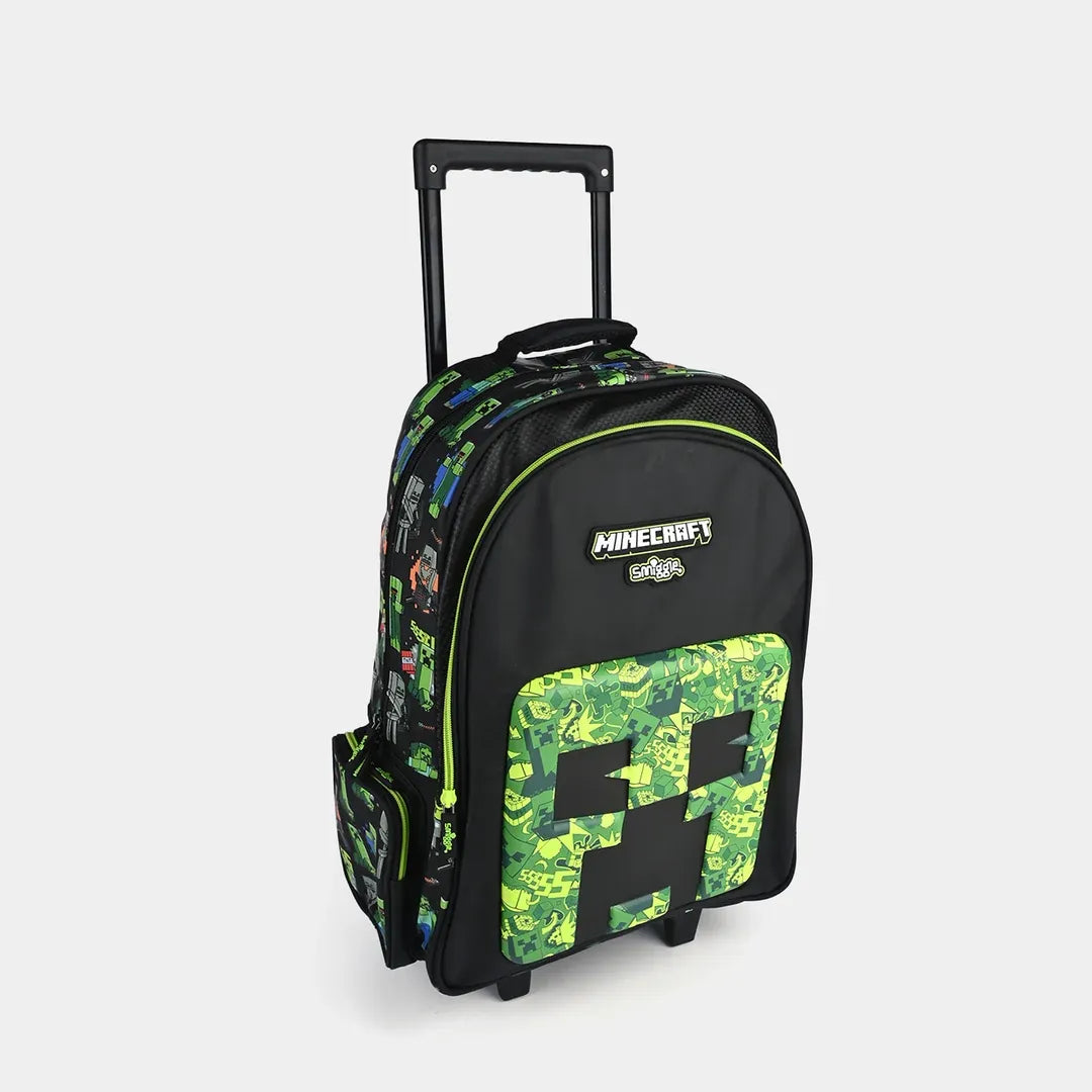 SMGL Minecraft Creeper Black Wheeled Trolley Backpack