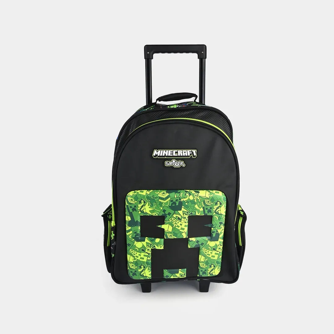 SMGL Minecraft Creeper Black Wheeled Trolley Backpack