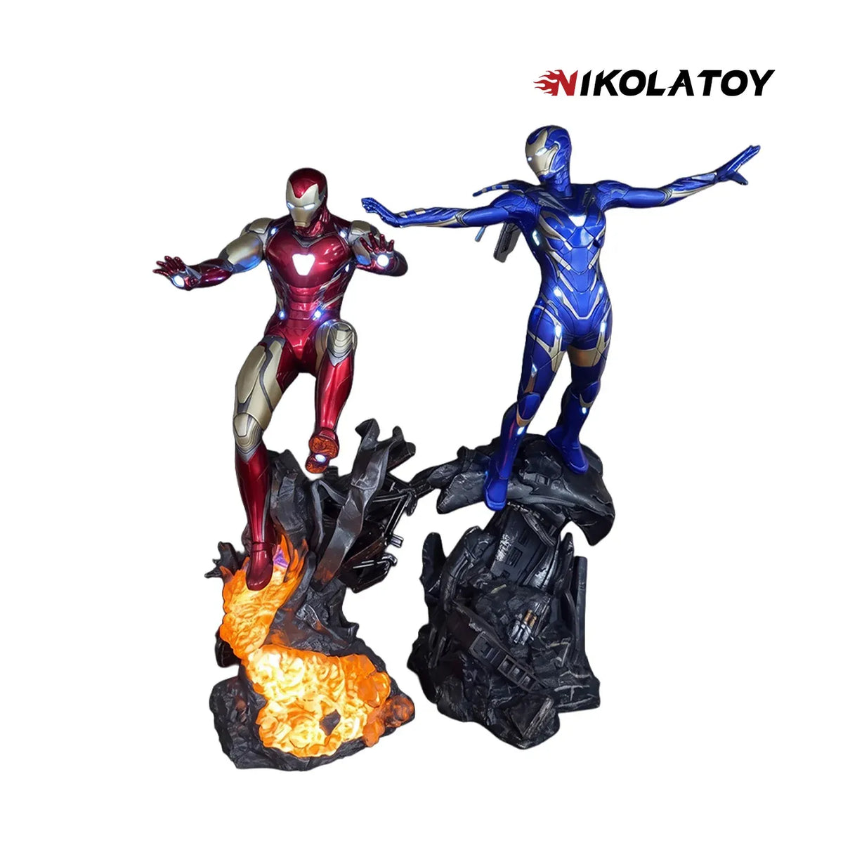 Marvel Iron Man and Rescue Armor LED Battle Statue Set (68 cm)