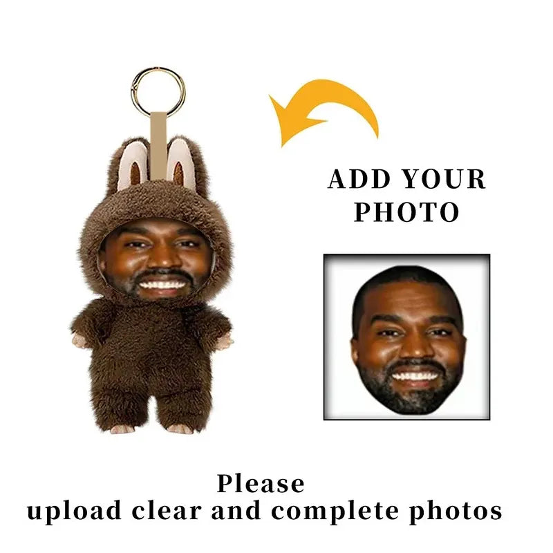 Custom Face Photo Labubu Plush Keychain