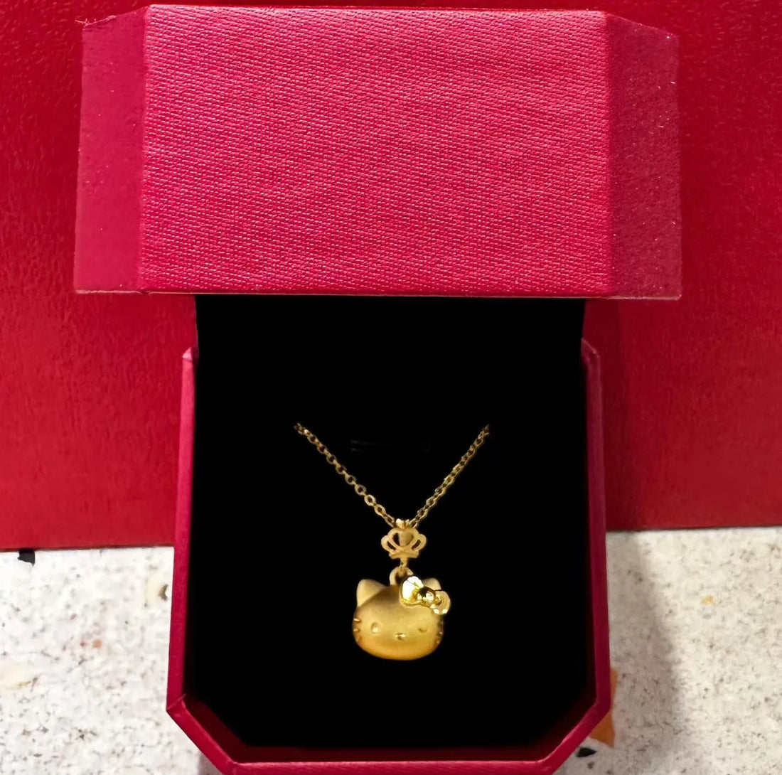 Sanrio Hello Kitty Royal Crown Matte Gold Pendant Necklace
