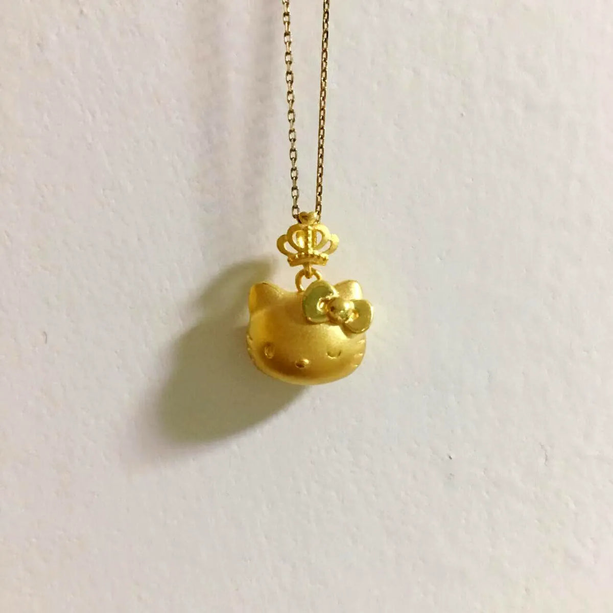 Sanrio Hello Kitty Royal Crown Matte Gold Pendant Necklace