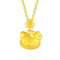 Sanrio Hello Kitty Royal Crown Matte Gold Pendant Necklace