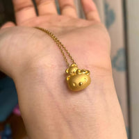 Sanrio Hello Kitty Tiny Chum Teddy Bear Matte Gold Pendant Necklace