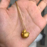 Sanrio Hello Kitty Tiny Chum Teddy Bear Matte Gold Pendant Necklace