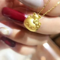 Sanrio Hello Kitty Tiny Chum Teddy Bear Matte Gold Pendant Necklace
