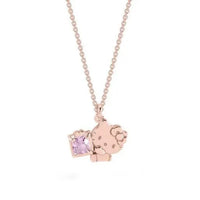 Sanrio Hello Kitty Pink Crystal Gemstone Rose Gold Pendant Necklace
