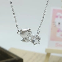 Hello Kitty Sparkling Solitaire Silver Pendant Necklace