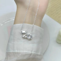 Hello Kitty Sparkling Solitaire Silver Pendant Necklace